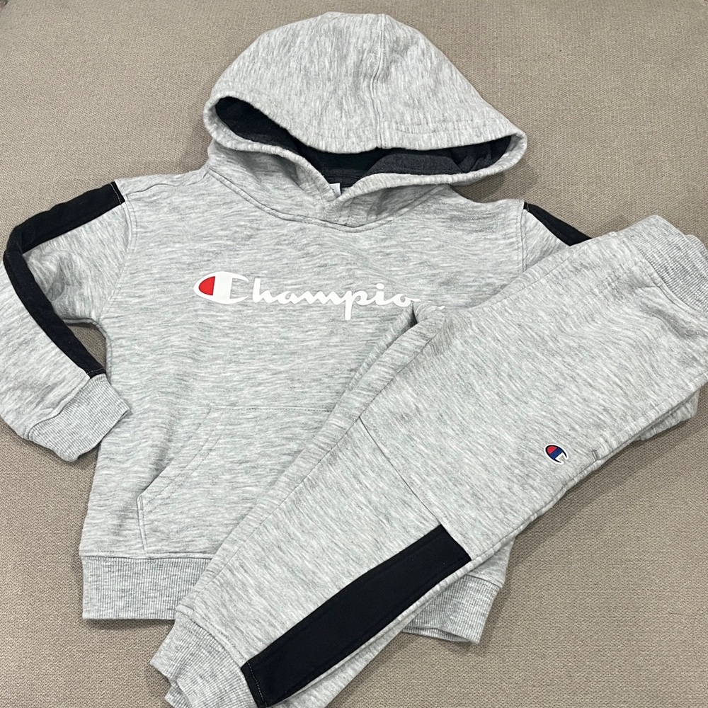 Champion Kids Gray Black Active Hoodie Sweat Pants Joggers 2 Piece Set